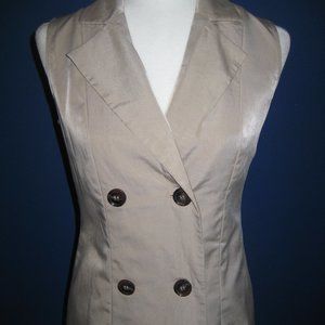 Banjul Beige Double Breasted Sleeveless Blazer Mini Dress Size Small S NEW